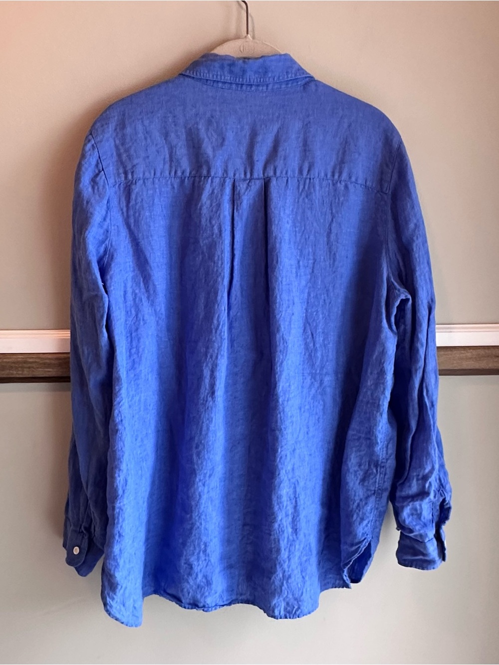 J. McLaughlin Linen Button Front Long Sleeve Shirt Blue - Picture 2 of 5